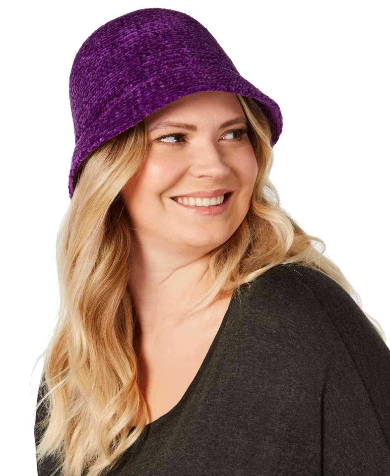 August Hats Women's Chenille Cloche HaT Purple One Size