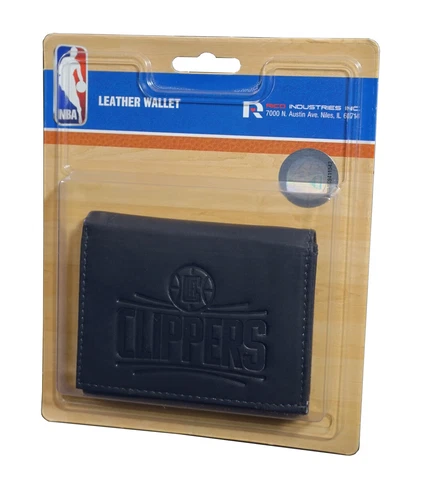 Los Angeles Clippers NBA Distressed Look Embossed Logo Black Leather Trifold Cover