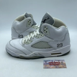Size 11 - Air Jordan 5 Retro 2015 Metallic White Silver Leather (136027-130) - Picture 1 of 7