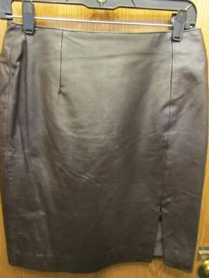 WOMENS DAVID BENJAMIN DARK BROWN LEATHER LINED SKIRT SIZE 8 LENGTH 21"  - Image 1 of 4
