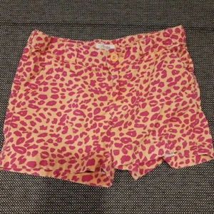 Circo Girls Size L 10/12 Orange Flat Front Shorts Pink Cheetah Print - Picture 1 of 6