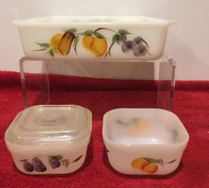 Anchor Hocking Fire King Gay Fad Fruit Design 8" Plato para hornear 452 refrigerador - Imagen 1 de 6