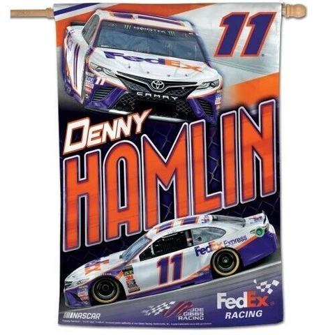 Denny Hamlin 2021 Wincraft #11 Fed Ex Express 28x40 Vertical Flag Cover
