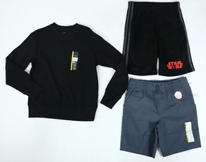 Boys 3 Piece Black Gray Sweatshirt Shorts Set Size Large 10-12 NEW - Picture 1 of 5