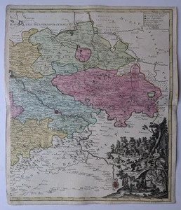 Sassonia Lausitz Dresda Praga cartolina postale 1758 Seutter Augsburg - Foto 1 di 10