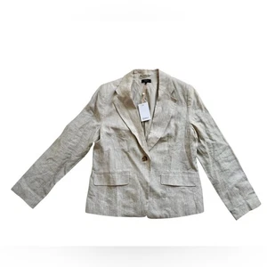 NWT Quince Women’s 100% European Linen Structured blazer flax size large casual - Picture 1 of 10