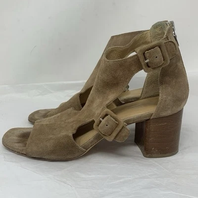 Rag & Bone Madison Zapatos Sandalias Tacones Cuero Gamuza Tostado Puntera Abierta Talla 7.5 Foto 1 de 4