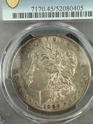 PCGS XF-45 Semi-KEY 1886-S MORGAN SILVER DOLLAR. Nice toning muted luster - Image 1 of 4