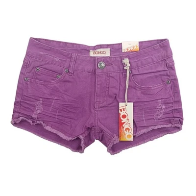 Pantalones Cortos Vaqueros Bongo Y2K De Colección Para Mujer 5 Púrpura Tiro Bajo Corte Crudo Foto 1 de 4