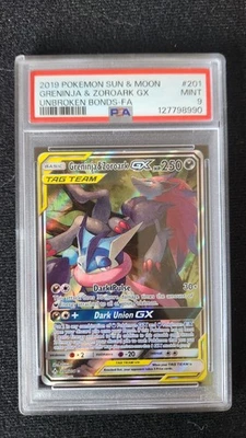 2019 Pokemon Sun and Moon Greninja and Zoroark GX Unbroken Bonds #201 PSA 9 Mint - Image 1 of 2