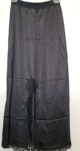 Vintage Sears Half Slip S 24-26" Waist Black Maxi Nylon Lace Slit Made in USA - Picture 1 of 9