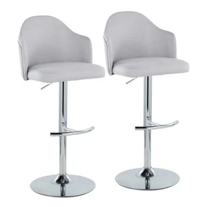Lumisource Ahoy 33 in. Light Grey Fabric and Chrome Metal Adjustable Bar Stool T - Picture 1 of 4