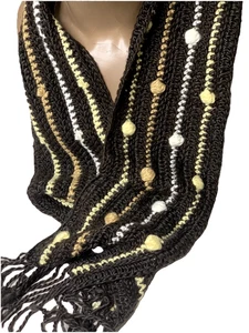 New York & Company braun Multi gehäkelt Halstuch Schal 50" Acryl Poly Boho - Bild 1 von 8