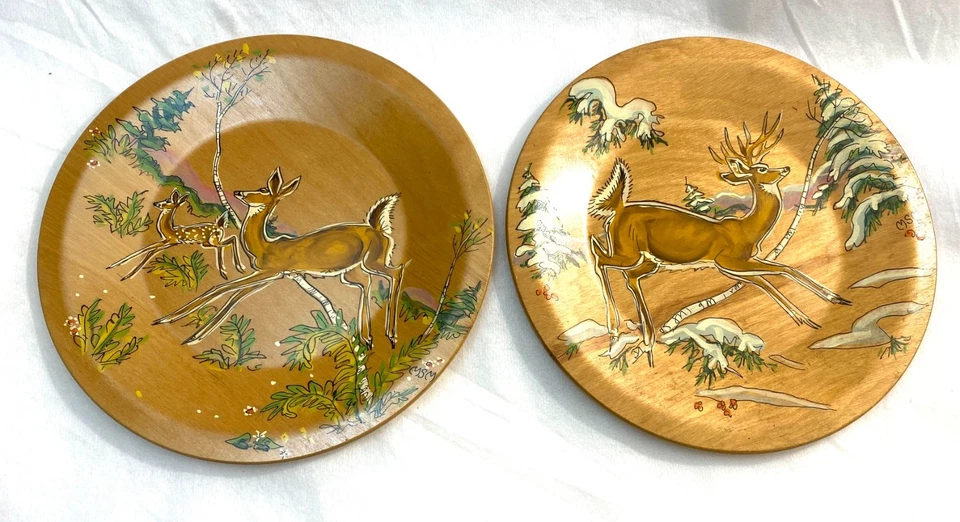 "2 placas de imagen de ciervo de madera hueca Rochester de 9"" vida silvestre Birchland Miller" Foto 1 de 4