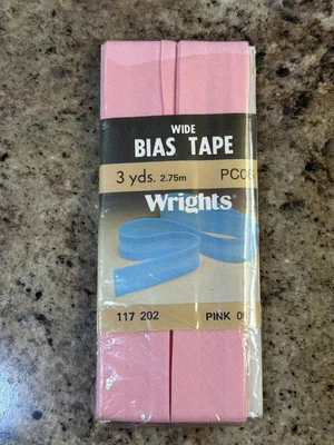 Cinta de sesgo ancho Wright 1986 vintage 3 yardas rosa 50 % algodón 50 % poliéster encuadernación Foto 1 de 2