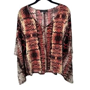 Blusa para mujer Karen Kane fluida manga kimono estampado serpiente cuello en V talla M nueva sin etiquetas - Imagen 1 de 13