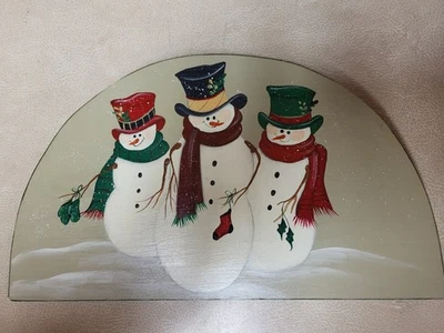 Letrero de muñeco de nieve vintage de madera pintado a mano Foto 1 de 4