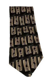 Danielli Milano Silk Tie Hand Made 100% Silk Black,brown,beige 56” X 3.5” - Picture 1 of 5