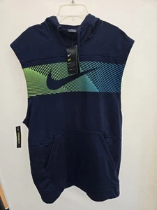 Nike Men Navy Blue Sleeveless Sweatshirt Size Medium - Picture 1 of 3