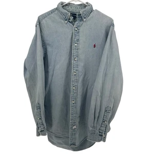 RALPH LAUREN Blake Jeanshemd Herren Hellblau Langarm Vintage Polo L - Bild 1 von 14