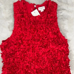 J. CREW Rosette Sheath Mini Dress Women's 2 Petal Floral Cocktail Ruby Red NWT - Picture 1 of 21