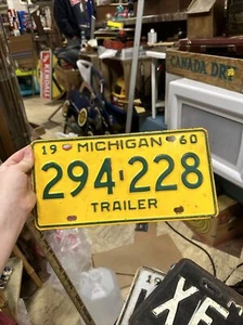 1960 Michigan Trailer License Plate 294-228 - Picture 1 of 20