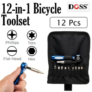 12-in-1 Bicycle Toolset 3-way Function Blue Ratchet with Pouch & Stainless bit - Picture 1 of 7