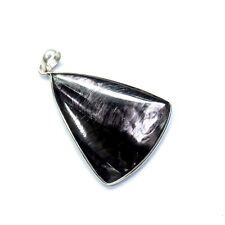 Natural Hypersthene Trillion Shape Cabochon 925 Sterling Silver Pendant Jewelry