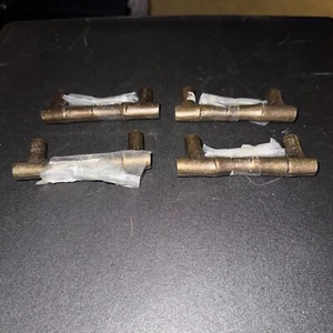 Tiranti cassetti vintage finto bambù ottone 4"" lotto di 4 - Foto 1 di 5
