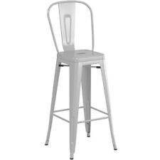 30'' High Silver Metal Cafe Restaurant Barstool Chair For Indoor or Outdoor