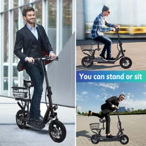 12" Electric Scooter with Basket Adult Folding Portable Travel Bike 1500W 50KM/H - Picture 1 of 12