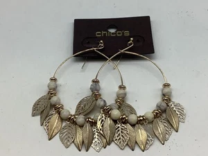 Chico's Gold/Creme Perlen Creolen Neu mit Etikett - Bild 1 von 2