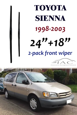 适用于丰田 Sienna 1998 - 2003 24 英寸 + 18 英寸前挡风玻璃三节刮板 — 第 1/2 张图片