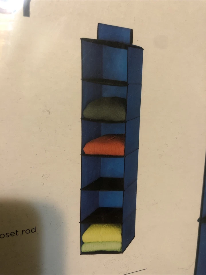 Organizador de almacenamiento de estante colgante de 6 bolsillos Honey-Can-Do - no tejido - azul Foto 1 de 3