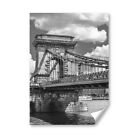 A5 - BW - Chain Bridge Danube Budapest Print 14.8x21cm 280gsm #42667