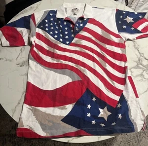 Cotton Traders American Flag Design Polo 50 Sterne & 13 Sterne Vintage Größe XL HERREN A1 - Bild 1 von 6