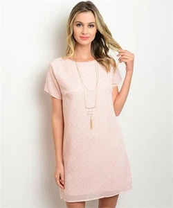 GIBIU Light Pink Polka Dot Short Sleeve Summer Beach Dress Made in USA - S, M, L - Picture 1 of 2
