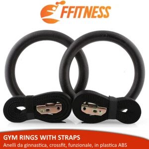 ANELLI GINNICI OLIMPICI CROSSFIT FITNESS PALESTRA PULL UP FORZA SOSPENSIONE ABS - Foto 1 di 6