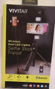 VIVITAR INALÁMBRICO DOBLE LUCES LED Selfie Stick Trípode - Imagen 1 de 2