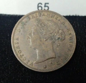 1877-H JERSEY 1/24 SHILLING KM# 7 COPPER COIN #65 - Picture 1 of 4