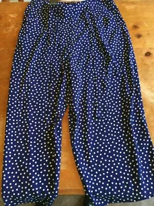NWT MADISON 100% POLYESTER BLUE WHITE POLKADOT PALAZZO/WIDE LEG PANTS SZ 16 B24 - Picture 1 of 3