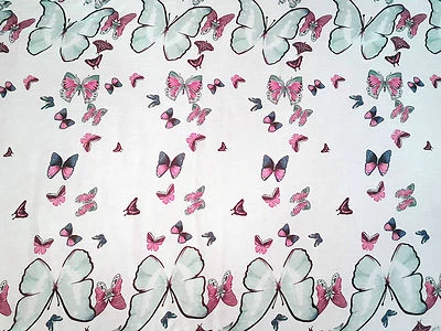 BUFANDA DE PLAYA PAREO DE GASA BLANCA AZUL ROSA MARIPOSAS VINTAGE Foto 1 de 4