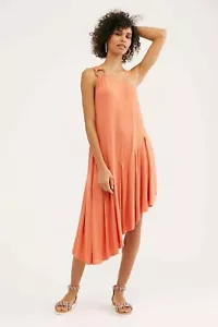 Free People Francesca Jersey One-Shoulder-Kleid Gr. Medium UK 12 14 orange - Bild 1 von 4