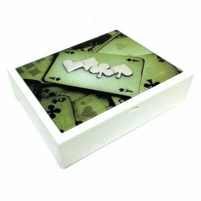 Scatola Giochi Poker in Legno con Cover in Vetro e Applicazioni in Argento 925 - Immagine 1 di 4