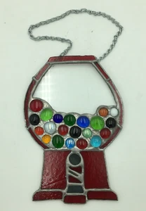 Suncatcher Buntglas 3D rot Kaugummi Süßigkeiten Maschine 8,5 x 6" Gewicht 13,2 oz - Bild 1 von 20