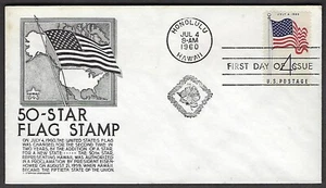 1153 Anderson Black Cachet FDC - 50 Star Flag, July 4, 1960, Honolulu, HI - Picture 1 of 1