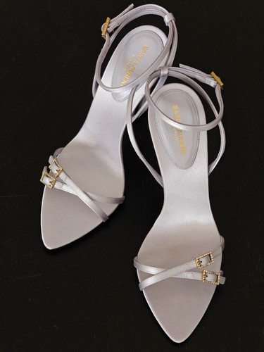 SAINT LAURENT (YSL) Saint Laurent YSL sandali con tacco viola lavanda 12083G EU 37 UK 4 US 7 PREZZO AL PUBBLICO £ 725