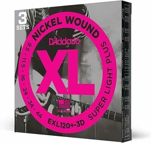 3 SETS D'ADDARIO EXL120+-3D ELECTRIC GUITAR STRINGS ( NICKEL WOUND ) 9.5-44 - Picture 1 of 9