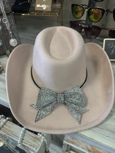 Women’s Fashion Bow-Accent Felt Cowboy Hat - Picture 1 of 7