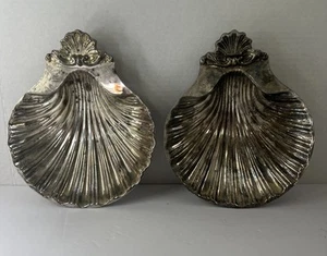 Lote De Colección De 2 Jaboneras Plateadas Concha De Almeja Patas De Vieira Cuchara Reposapiés 8x7 - Imagen 1 de 20